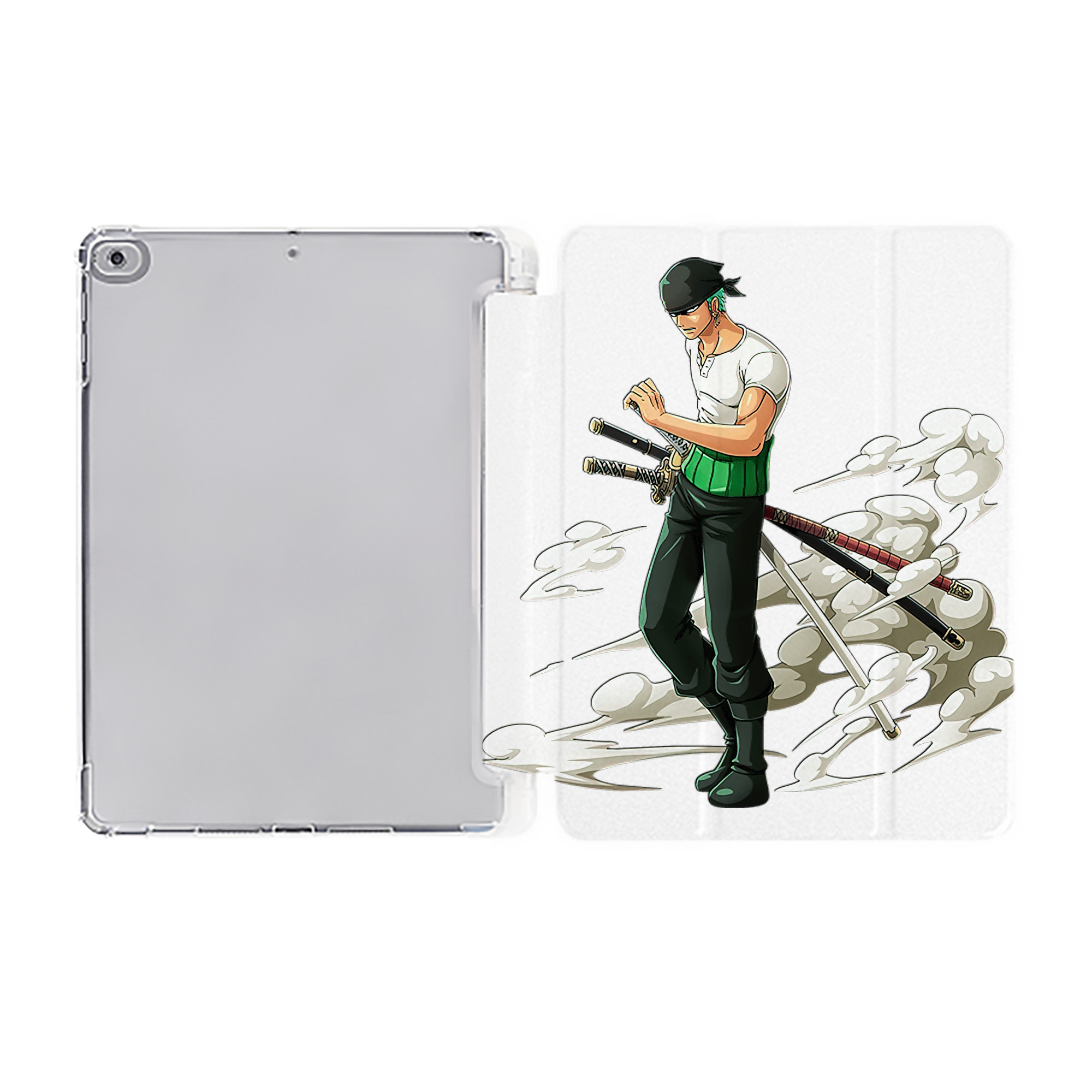 （画像用） ワンピース ロロノア・ゾロ ONE PIECE Roronoa Zoro IPad ケース ペン収納付き 三つ折りスタンド PUレザー×シリコン 対応機種9.5/10.5/10.9インチ